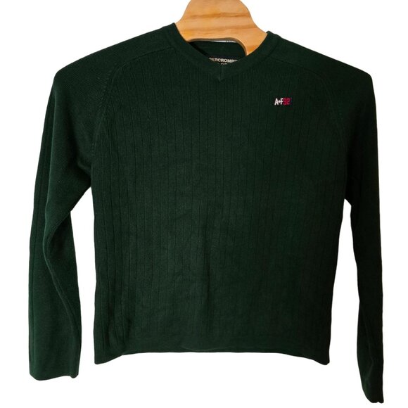 Abercrombie and Fitch Sweater Size Medium Men's V Neck Neck Green Long‎ Sleeve - Picture 1 of 6